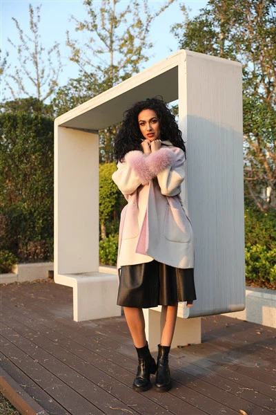 Abrigo de cachemira de piel