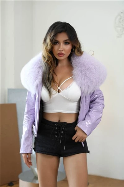 Chaqueta De Cuero Con Piel De Zorro
